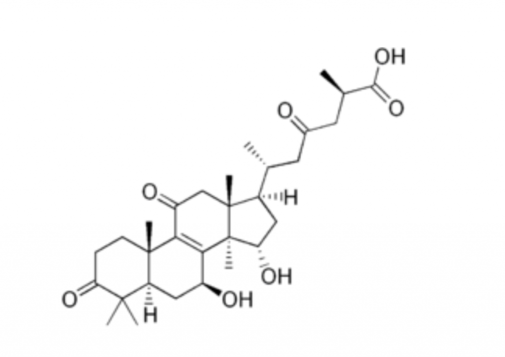 KI generiert: Das Bild zeigt die chemische Strukturformel eines Steroidmoleküls. Die Struktur besteht aus mehreren Kohlenstoffringen und funktionellen Gruppen wie Hydroxyl- und Ketogruppen.